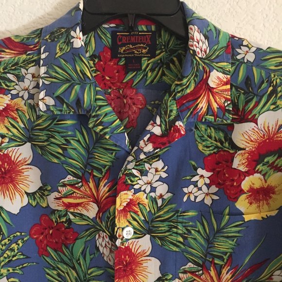 Men's CREMIEUX Hawaiian Single Pocket Button Down Shirt - Picture 2 of 15